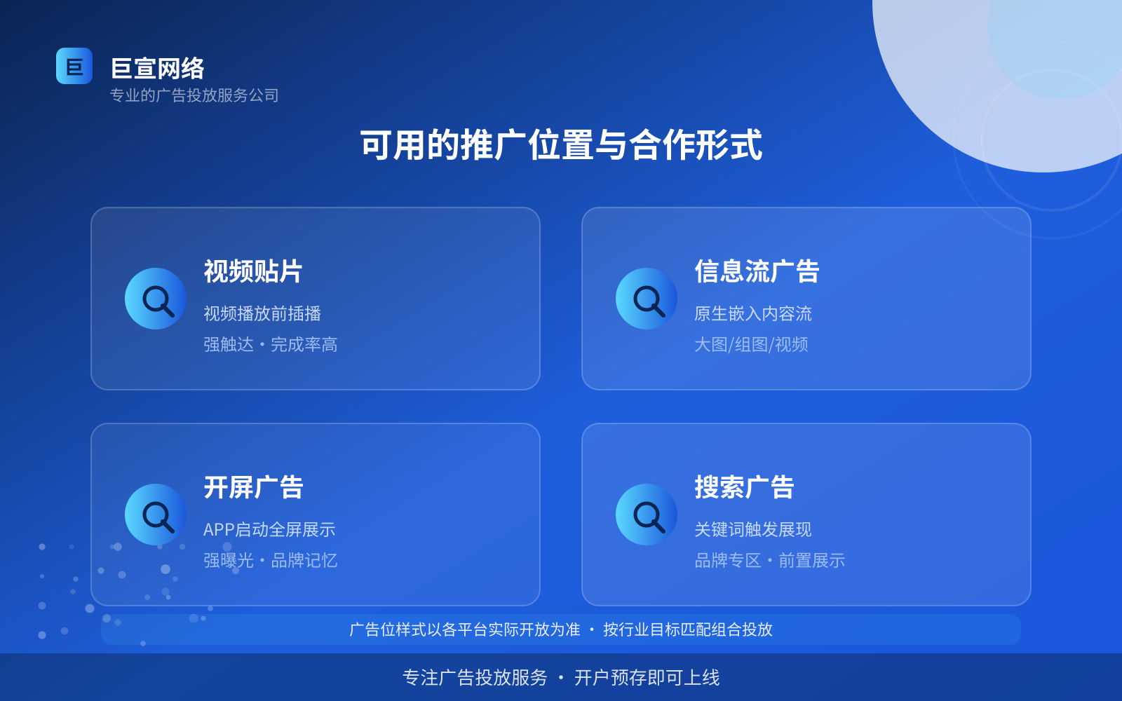 可用的推广位置与合作形式(效果数据维度) 可用的推广位置与合作形式(效果数据维度)
